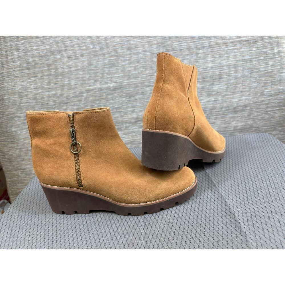 Vionic Hazal Zip Up Ankle Booties Womens Size 9.5 Stone Suede Water Repellent